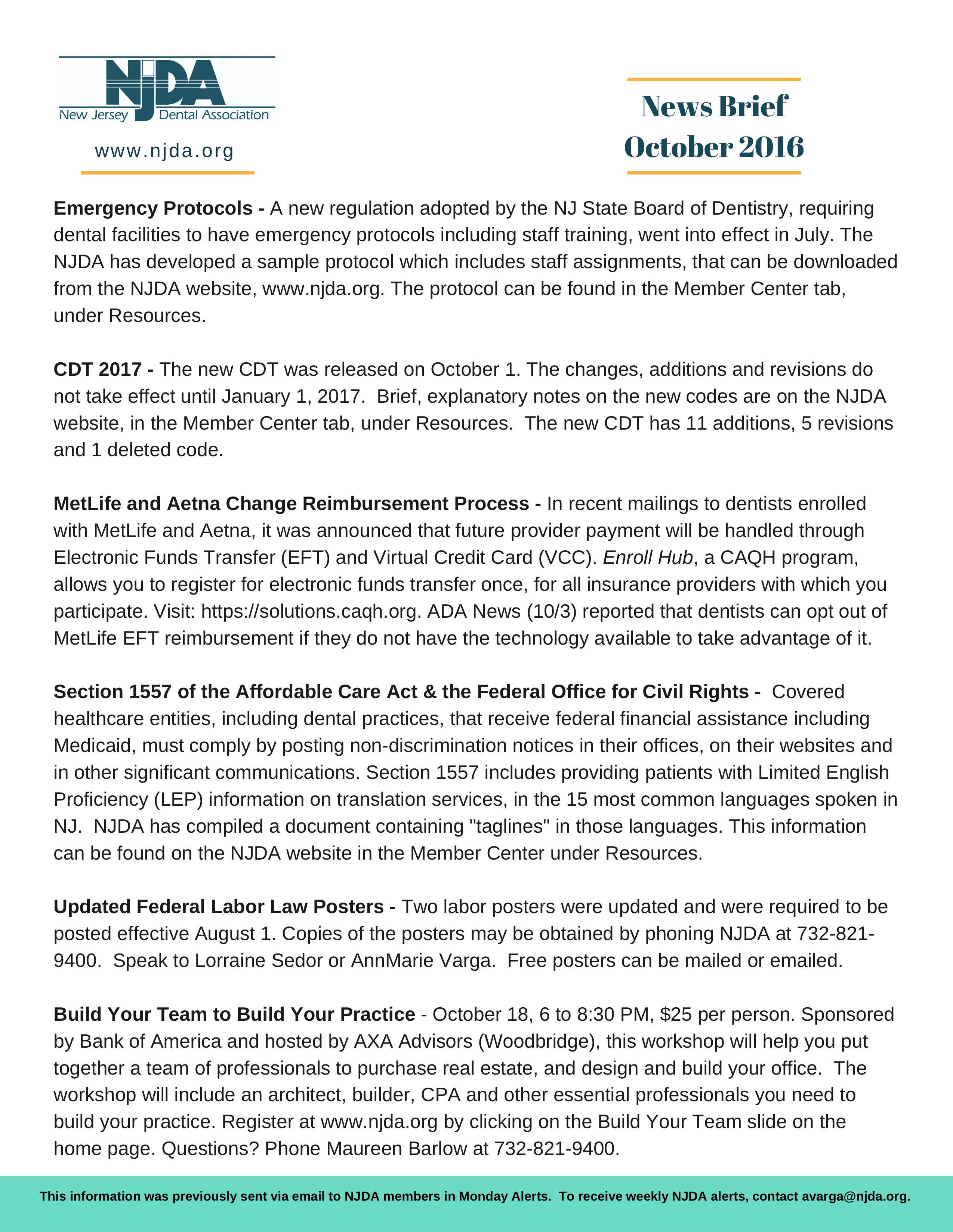 NJDA News Brief